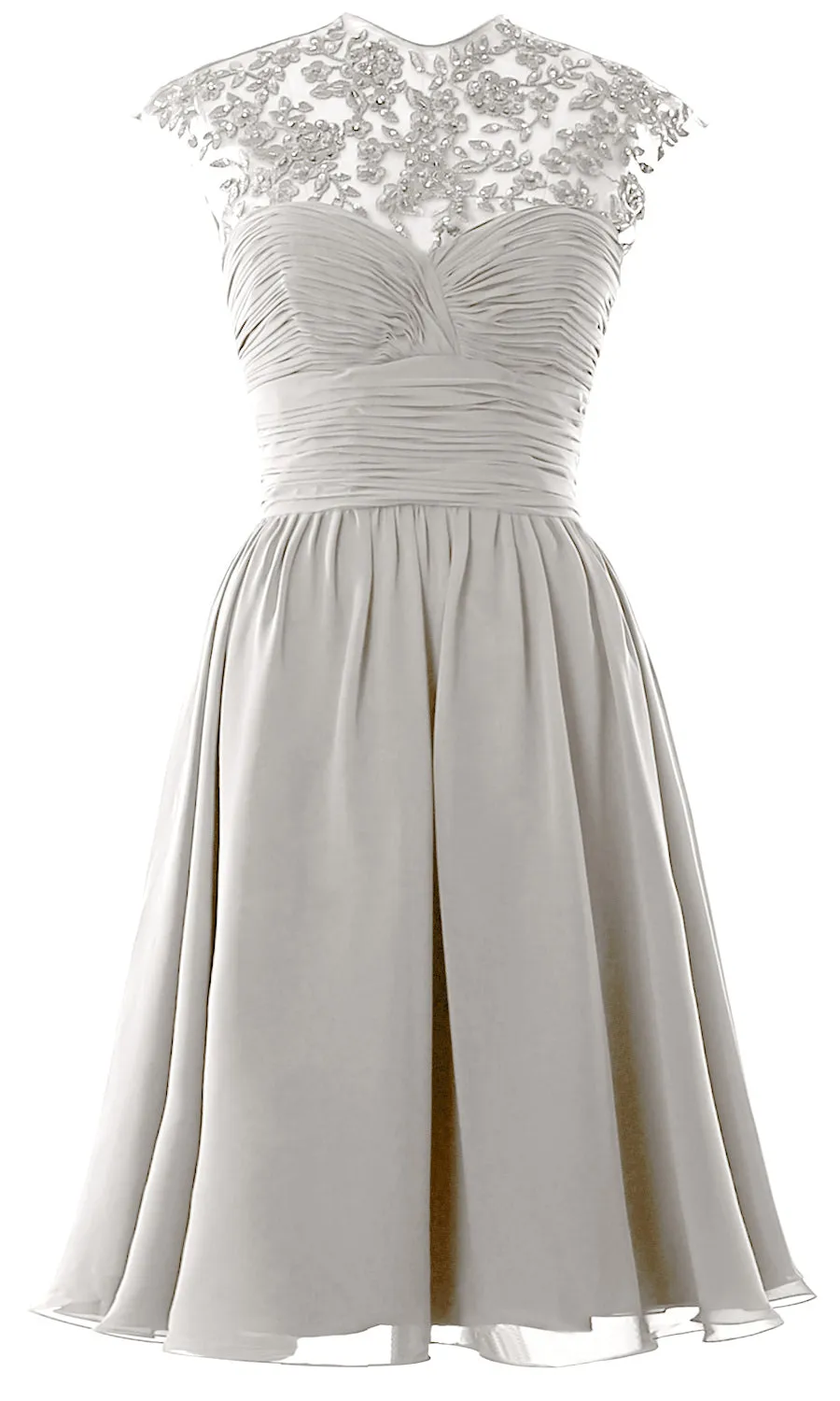 Women High Neck Cap Sleeve Lace Short Bridesmaid Dress Wedding Party Ball Gown