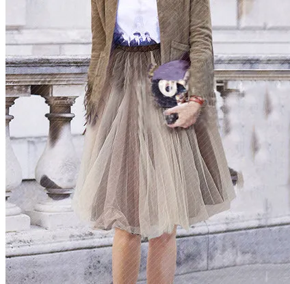 Women New Fluffy Mesh Skirt