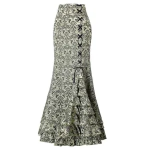 Women Skirts Punk Style Korean Retro ModisMermaid Skirt Vintage Long Bodycon Ruffle Fishtail Skirt Faldas Largas Mujer Long skir