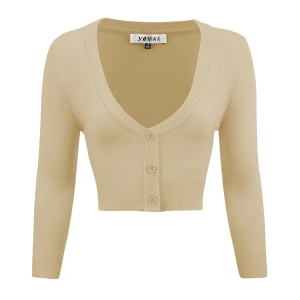 Women's Cropped Bolero 3/4 Sleeve Cardigan