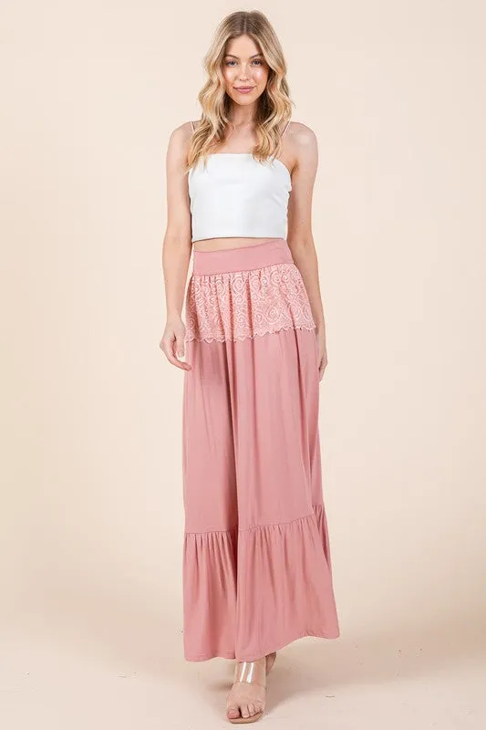 Women's Lace Detailed Ruffle Skirt