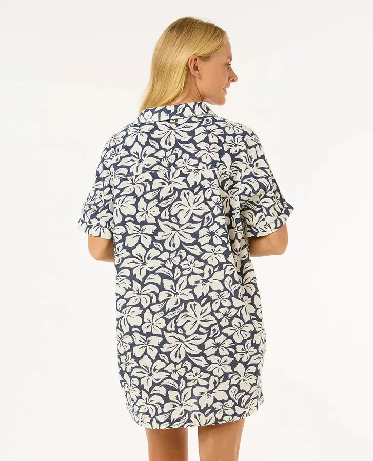 Women's Las Dalias Short Sleeve Shirt Dress