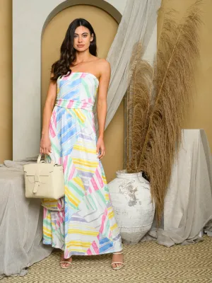 WOMEN'S OFF SHOULDER MULTI COLOR MAXI DRESS