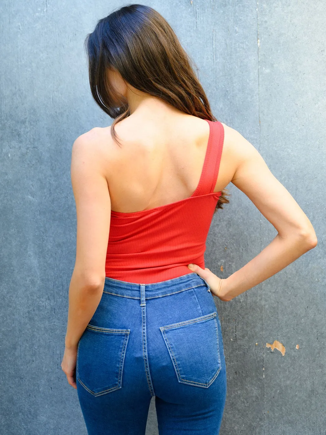 WOMEN'S SLEEVELESS ONE SHOULDER BODYSUIT