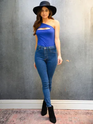 WOMEN'S SLEEVELESS ONE SHOULDER BODYSUIT