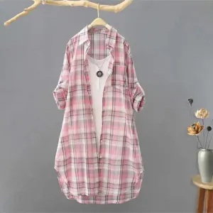 Women's Trendy Checkered Flannel Blouse | Ideal for Spring/Summer