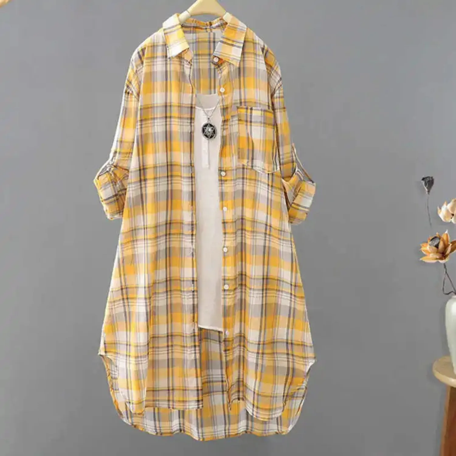 Women's Trendy Checkered Flannel Blouse | Ideal for Spring/Summer