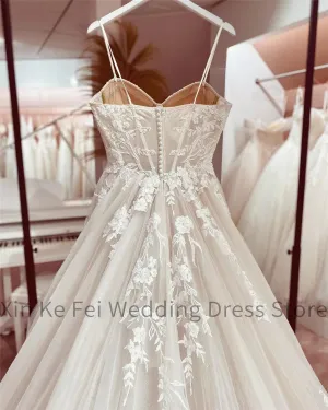 Women's Wedding Dresses Sleeveless Off Shoulder Lace Applique Bridal Gowns