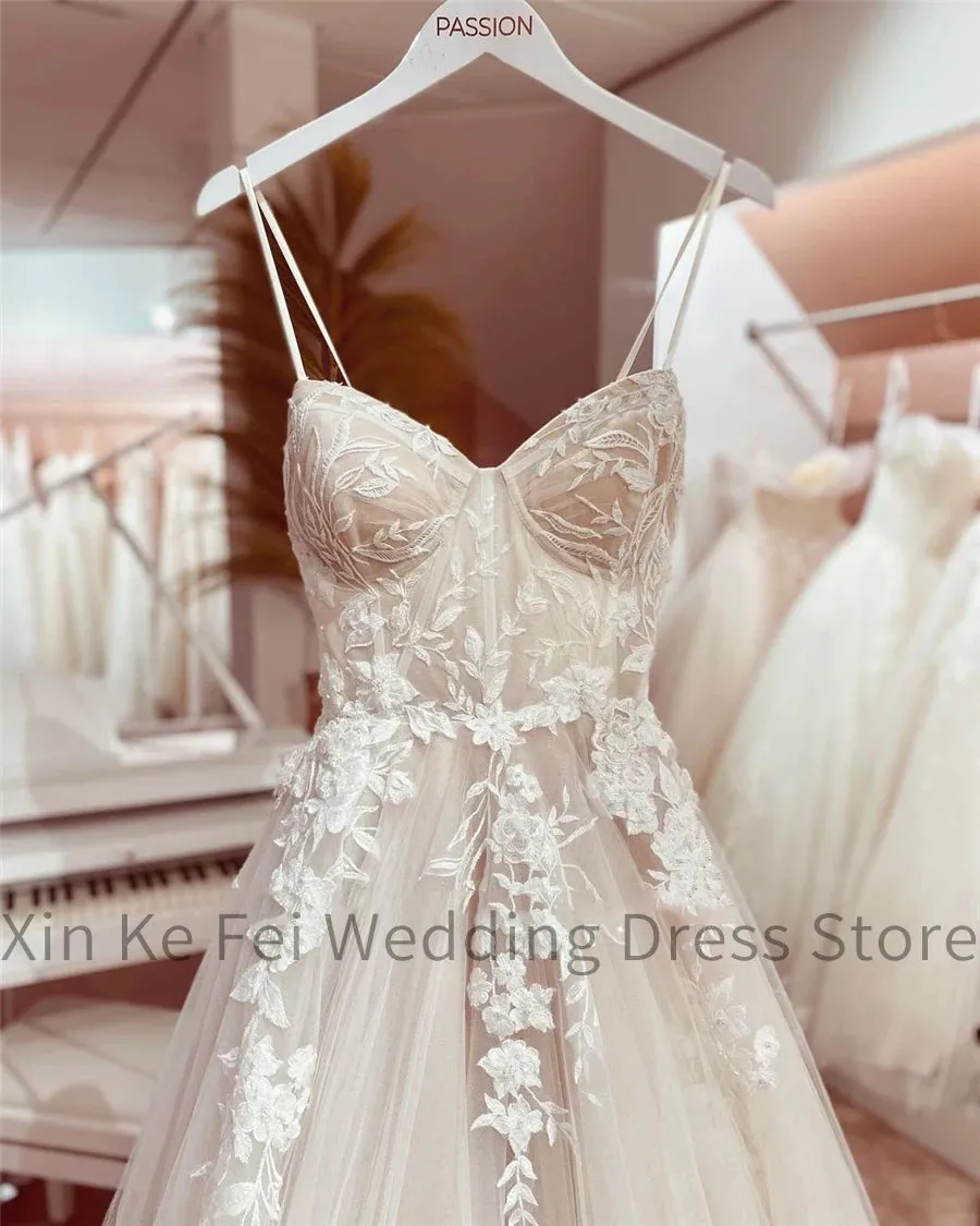 Women's Wedding Dresses Sleeveless Off Shoulder Lace Applique Bridal Gowns