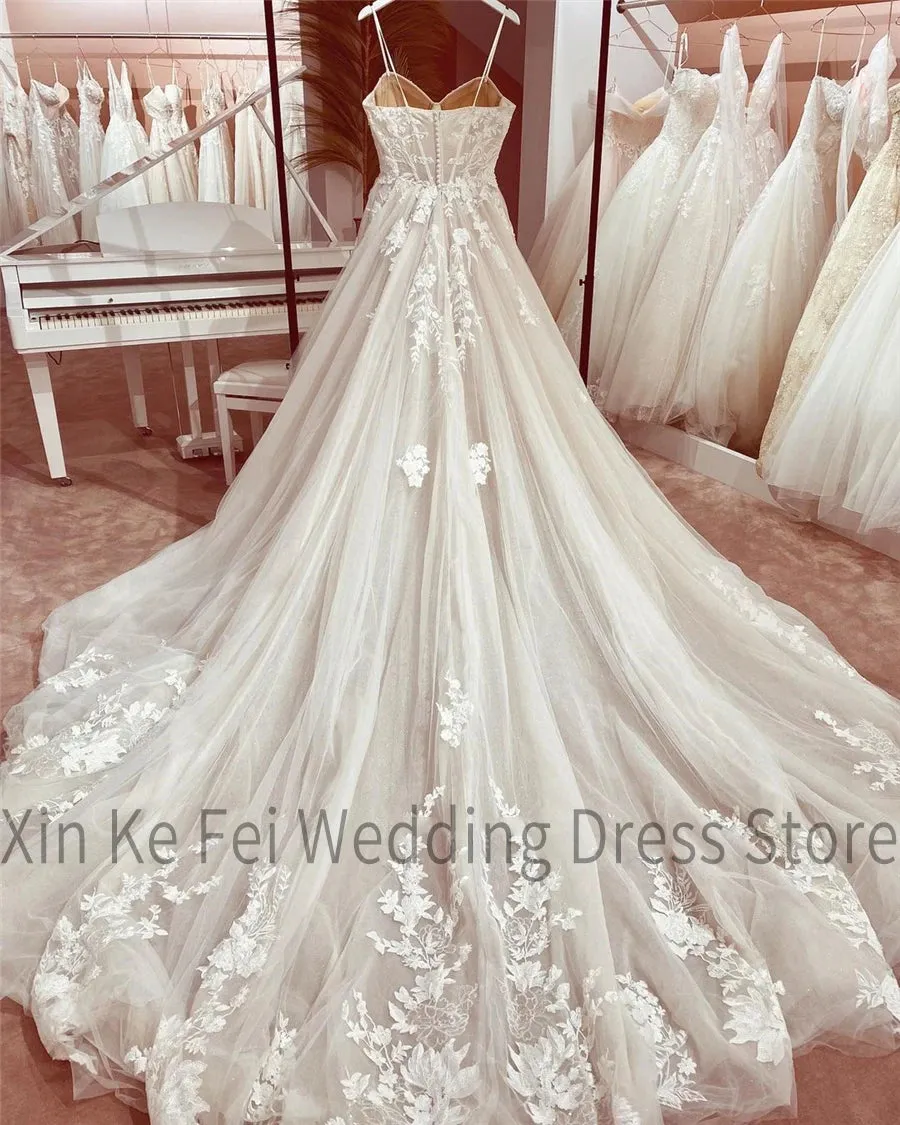 Women's Wedding Dresses Sleeveless Off Shoulder Lace Applique Bridal Gowns