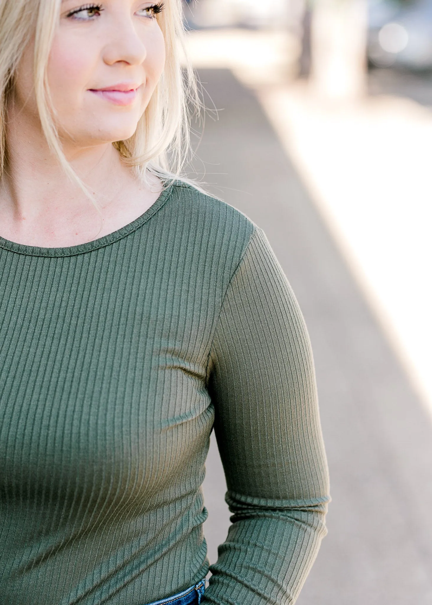 X Olive Ribbed Bodysuit
