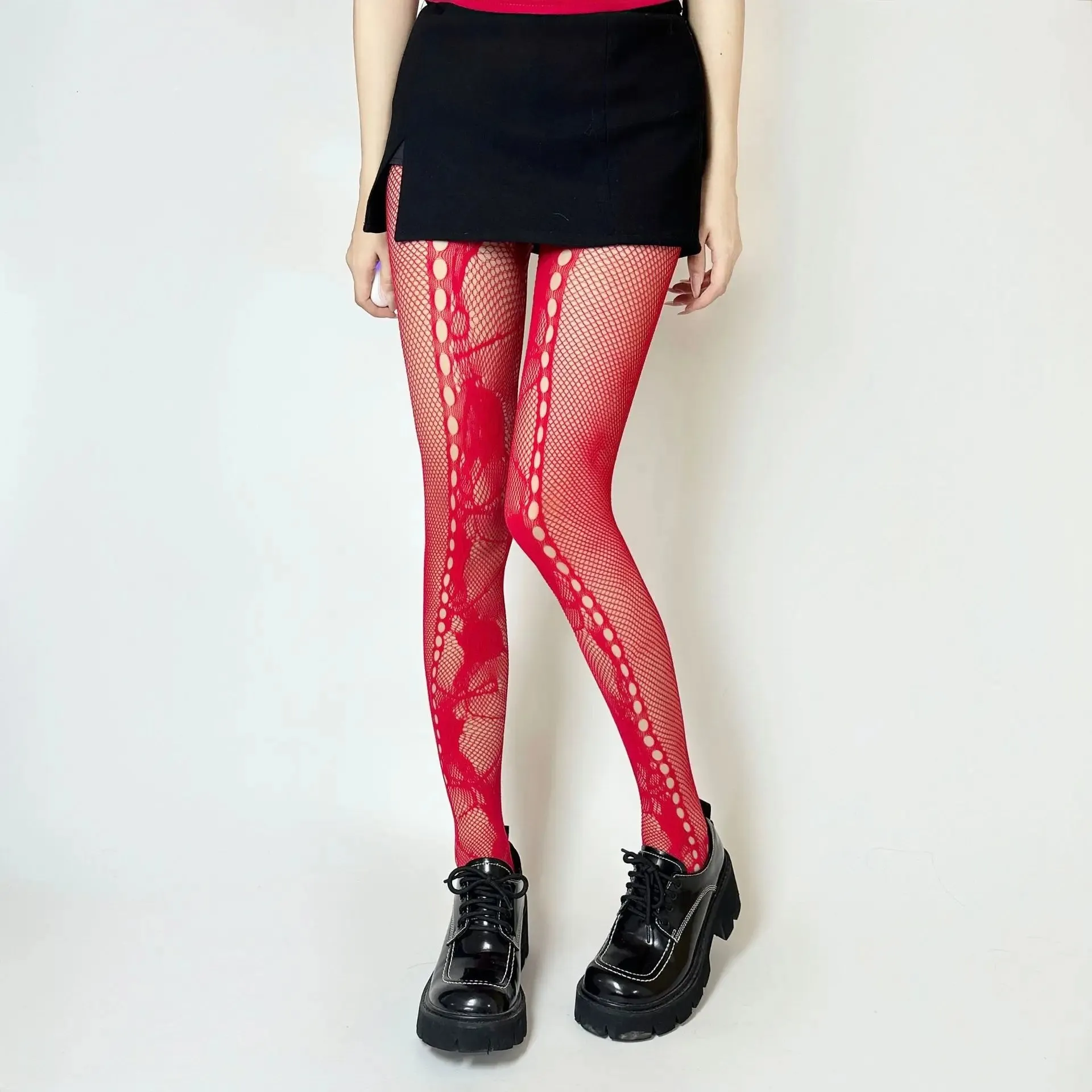 Y2K Rose Lace Mesh Fishnet Pantyhose
