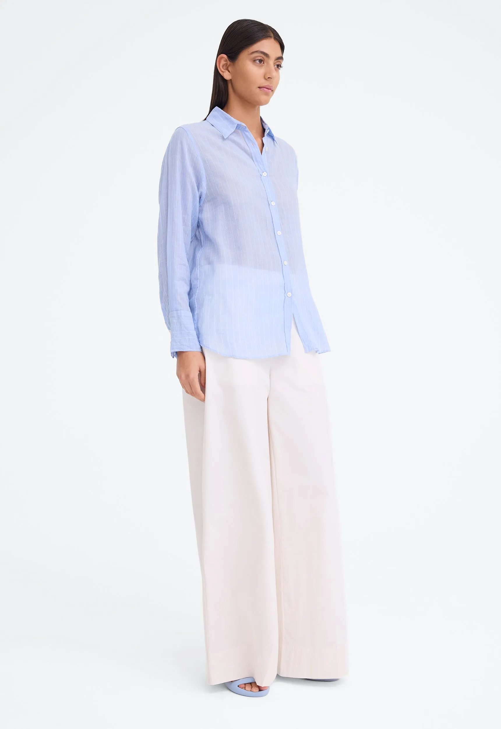 Yeats Shirt - Pinstripe in Chambray