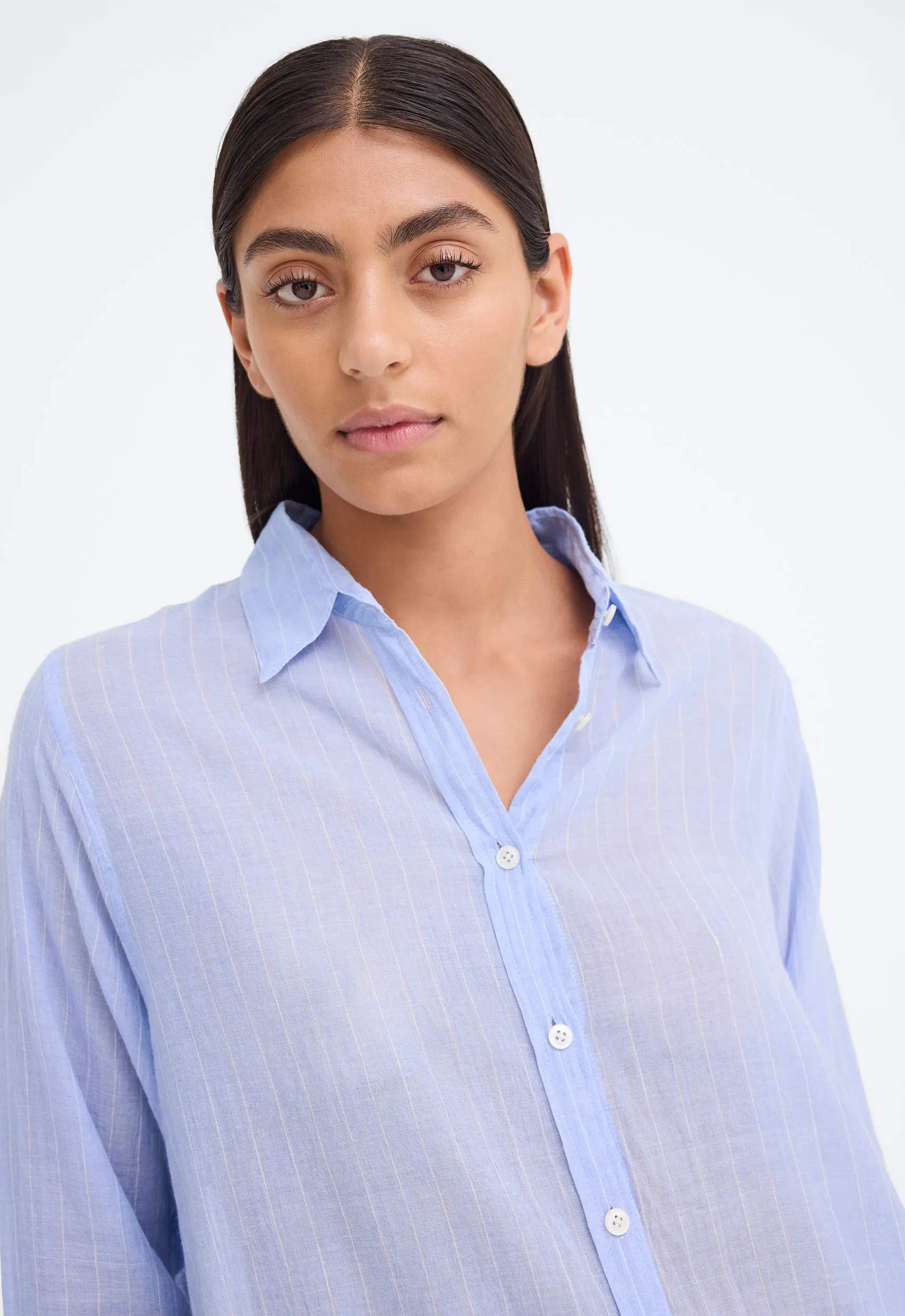 Yeats Shirt - Pinstripe in Chambray